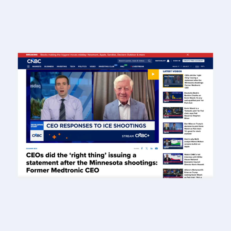 CEOs did the ‘right thing’ issuing a statement after the Minnesota shootings: Former Medtronic CEO