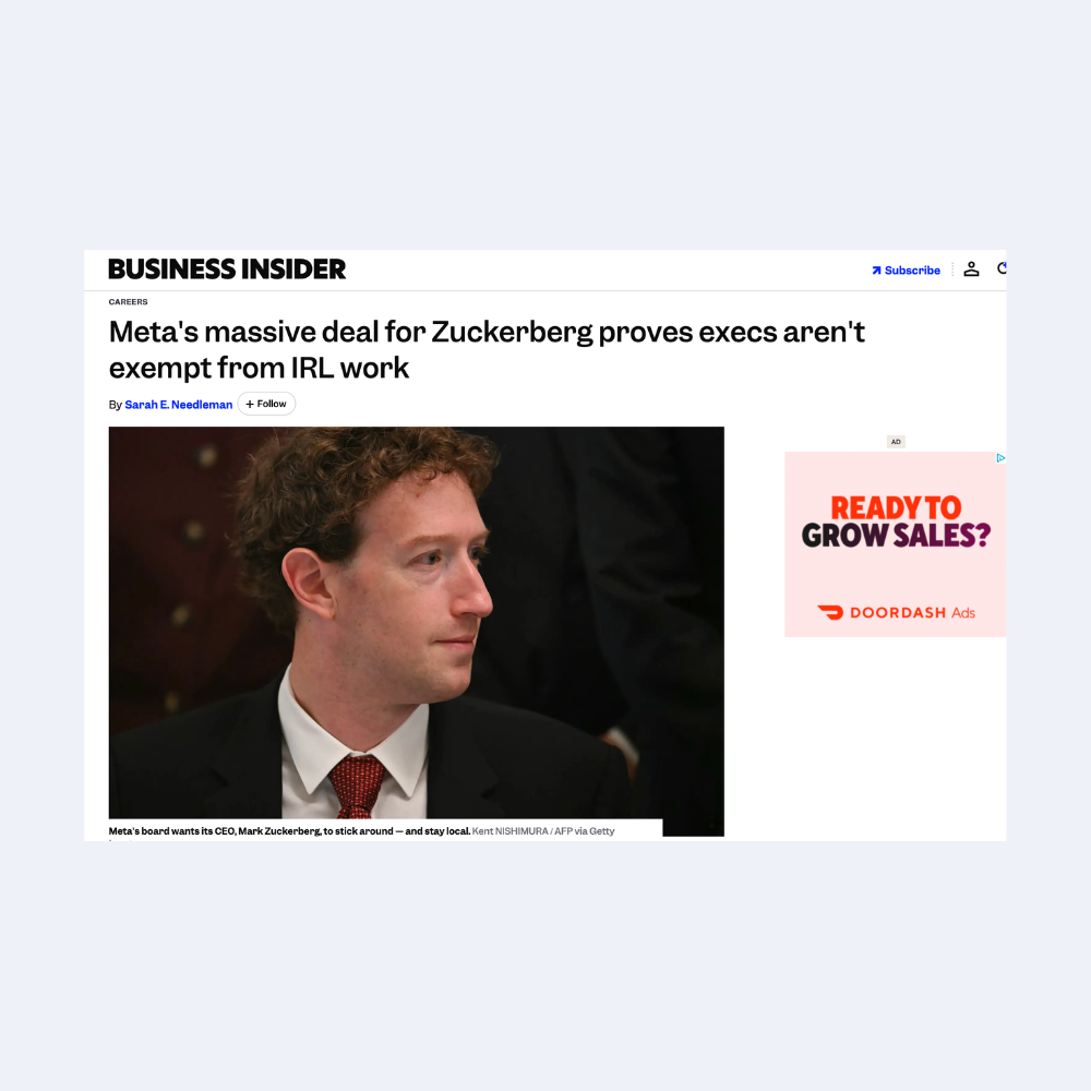 Meta's massive deal for Zuckerberg proves execs aren't exempt from IRL work